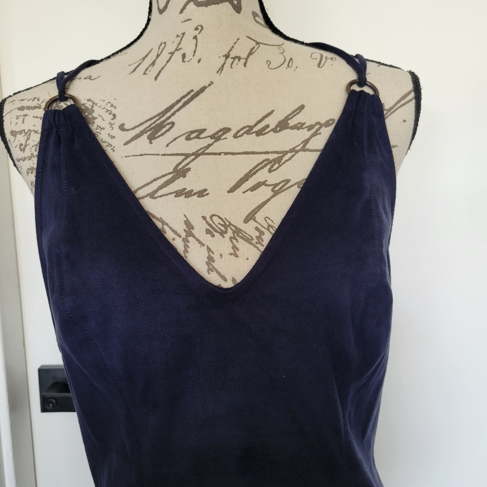 Intimately Free People Navy Vegan Suede Sexy Mini Dress Size M - Picture 9 of 12